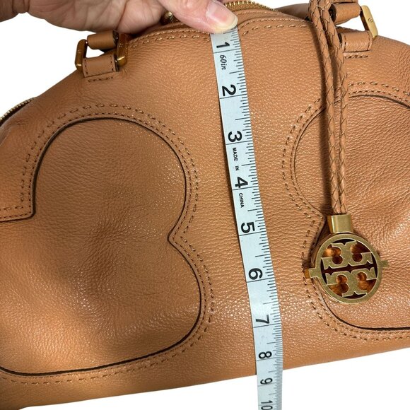Tory Burch AMALIE Camel Satchel Shoulder Bag Pebbled Leather Beige Dust Bag - Picture 15 of 16